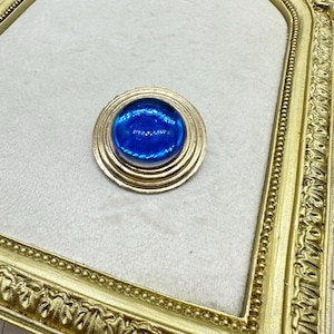 Vintage Jewelry Gold Tone Blue Stone Brooch Pin
