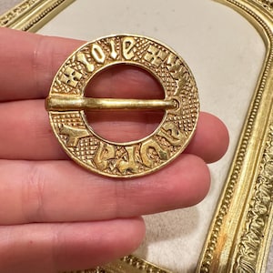 Museum of Fine Arts Gold Plated Viking Celtic Design Fibula Brooch  Stamped