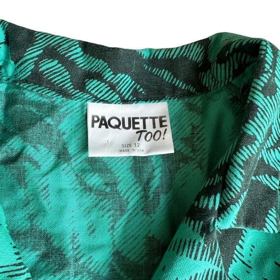 Vintage PAQUETTE too! 90’s button down teal tropi… - image 7