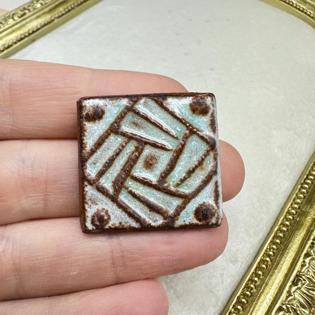 Aztec Clay Square Minimalist Tile Brooch Pin - Etsy