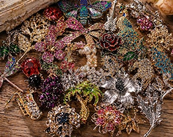 Mystery Brooch Lot | Vintage Inspired Rhinestone Jewelry (2-3 Brooches per lot )