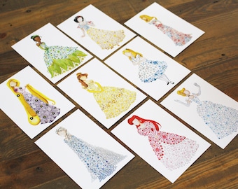 Watercolor Disney Princess Postcards, A6 Matte Card
