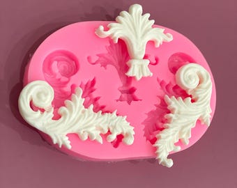 Baroque Curlicues Scroll Lace Silicone Mold For Resin, Clay, Fondant, Soap DIY Crafts