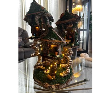 Fairy House With Fairy Lights Furniture And Decorations Fairy House Handmade Wood Fairy House Handmade Fairy House Large Fairy House Wooden