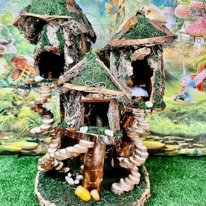 Fairy House Fully Decorated And Has Lights, Handmade Fairy House Fairy House Handmade Wood Fairy House Large Fairy House Woodland Cottage