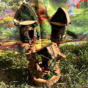 Lovely Handmade Fairy House Dollhouse Wood Fairy House Woodland Cottage Wooden Fairy House Miniature Fairy Wooden Handmade Fairy House