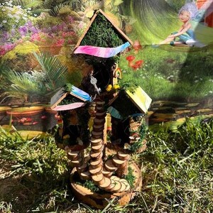 Pride Rainbow Handmade Fairy House With Lights Fully Decorated Handmade Fairy House Woodland Cottage Wooden Fairy House Custom Fairy House
