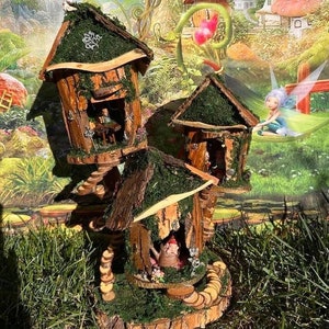 Mystical Handmade Fairy House Doll House Fully Decorated And Has Fairy Lights Wooden Handmade Fairy House Fairy Miniature Custom Fairy House