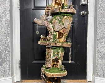 Huge Fairy House Dollhouse Tree Over 400 fairy attractions, features, charms, furniture, fairies and fairy lights in & out. One of a kind