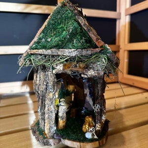 Fairy Garden House Handmade Diorama, Woodland House, Fairy House Single Fairy Houses Fairy Lights Optional Handmade Fairy House Wooden