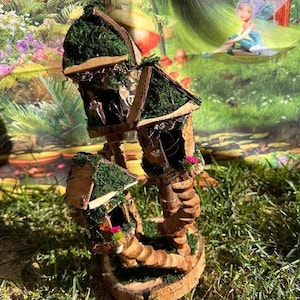 Handmade Fairy House Adorable With Lights Miniature Fairy Fairy House With Wooden Handmade Fairy House Wooden Fairy Lights Optional