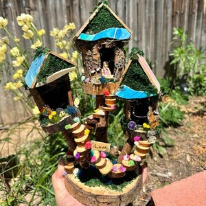Miniature Fairy House Fully Decorated And Has Lights, Fairy Accessories, Night Light, Girl&#39;s Gift, Handmade Fairy House Fairy House Handmade