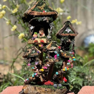 Fairy House Handmade Fairy Garden Handmade Fully Decorated and Has Lights Personalized Gift Custom Made Dollhouse Handmade Fairy House