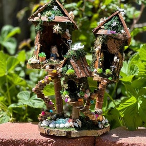 Fairy House Wonders Fully Decorated And Lights Handmade Fairy House Fairy House With Lights Wooden Fairy Indoor / Outdoor Fairy House