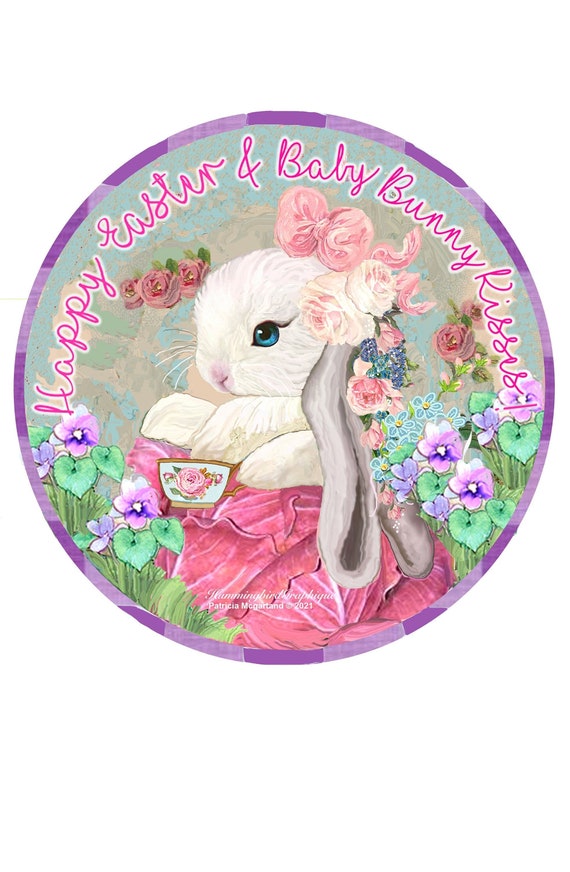 EASTER BABY BUNNY Printable Door Hanger Printable Shabby Wall | Etsy