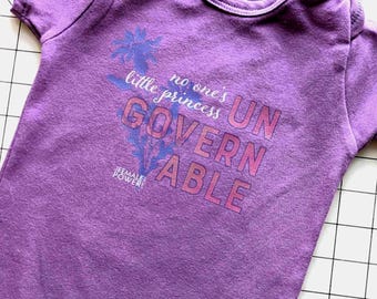Ungovernable Baby Bodysuit, No One’s Little Princess Feminist Toddler Shirt, Organic Cotton USA Made