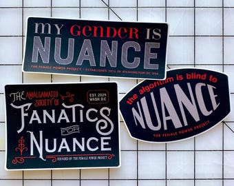Nuance Variations Sticker Set, 3 Waterproof Vinyl Decals for Word Nerds and Skeptics
