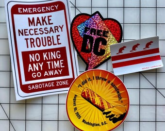 Free DC Sticker Set, 4 Waterproof Washington DC Protest Vinyl Decals