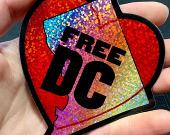 Sticker holographique DC gratuit, vinyle imperméable Washington DC Protest pour ordinateur portable, art politique