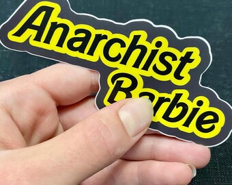 Parody sticker "Anarchist B@rbie" funny political die-cut vinyl sticker