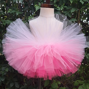 Tutú rosa degradado, rosa chicle fucsia, rosa claro, tutú de San Valentín, tutú de cumpleaños, tutú de bailarina, tutú infantil, tutú para bebé, tutú para niña.