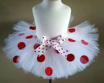 White tutu with red polka dots toddler tutu infant tutu girls tutu kids tutu birthday tutu ballerina tutu princess tutu baby tutu