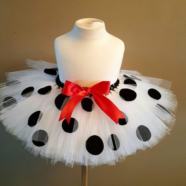 Tutú dálmata, tutú de Halloween, tutú de lunares blancos, tutú de cumpleaños, tutú infantil, tutú para niñas, tutú de disfraz, tutú de cachorro, tutú de bailarina
