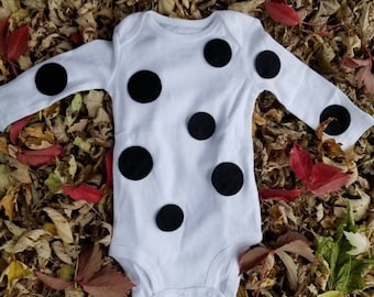 Dalmatian bodysuit polka dot bodysuit long sleeve bodysuit halloween infant bodysuit baby boy bodysuit baby girl bodysuit toddler bodysuit