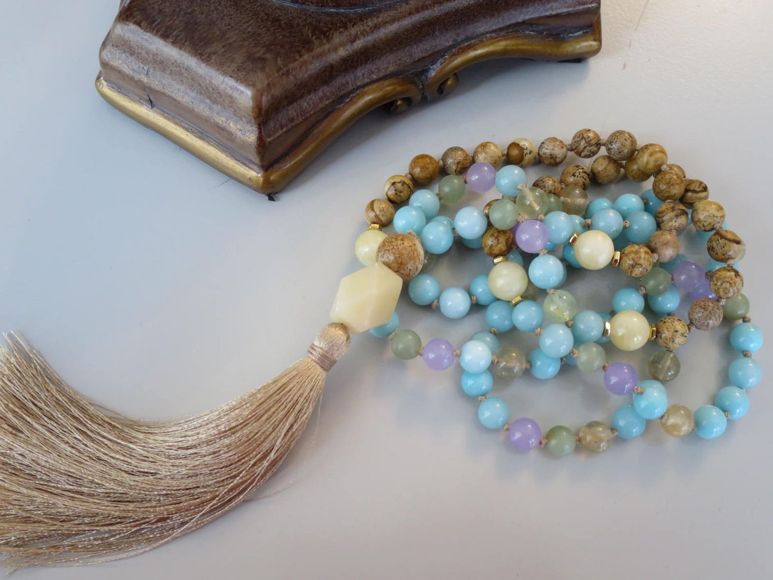 Peace and Romantic Mala Necklace Zen Style Mala Necklacejade Etsy Canada