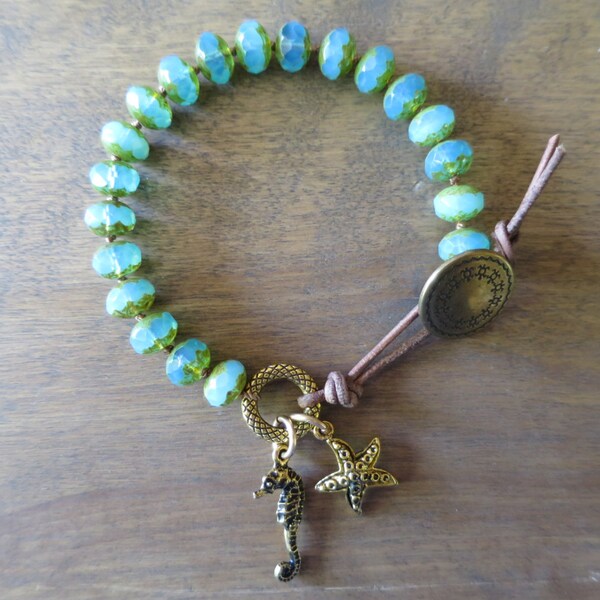 Leather and Pewter Bracelet Etsy