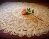 Large round crocheted tablecloth