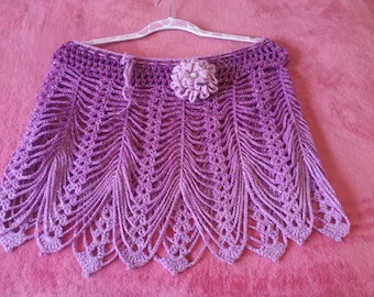 Gehaakte bonte roze capelet, shawlette, vrouwensjaal