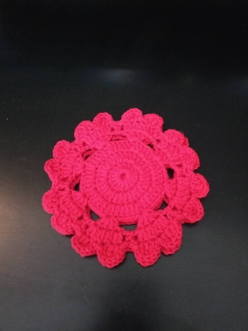 Red heart crochet coasters