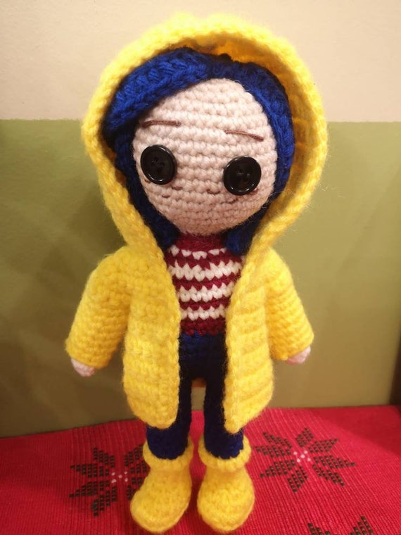 Crochet Doll Coraline With Button Eyes or Regular Eyes 