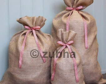 LARGE RUSTIC CHRISTMAS HESSIAN SACK Bakers Twine Tie Top Santa Sack Stocking LARGE RUSTIC CHRISTMAS HESSIAN SACK Bakers Twine Tie Top Santa Sack Stocking