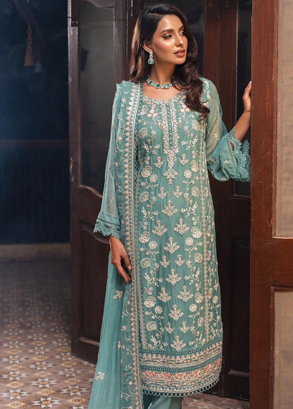 Eid Dress for Womens  Wedding Festival Salwar Kameez Suits Embroidered  Chiffon Pakistani Eid Partywear Suit in Medium Size - Etsy