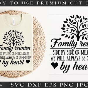 Réunion de famille SVG | Côte à côte ou à des kilomètres l’un de l’autre, nous serons toujours connectés par cœur SVG Cut fichier | Drôle de famille Fichier SVG Rassemblement de famille
