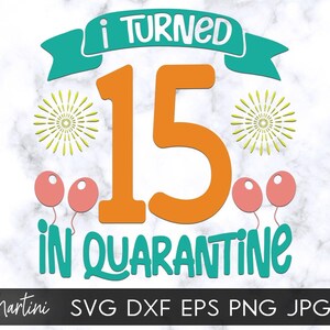 I Turned 15 in Quarantine SVG file cutting machines Cricut Silhouette Quarantine svg Quarantine Birthday svg 2020 Vijftiende verjaardag svg