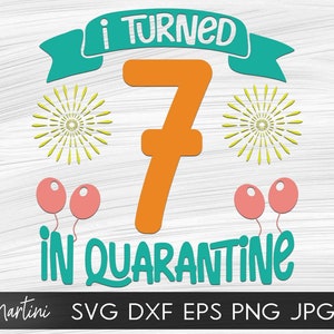 I Turned 7 in Quarantine SVG file for cutting machines Cricut Silhouette Quarantine svg Quarantine Birthday svg 2020 Seventh Birthday svg