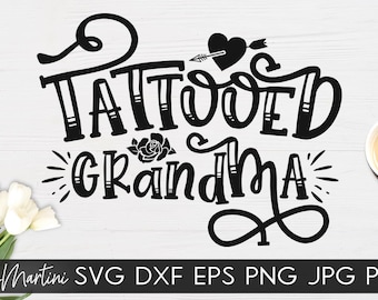 Archivo SVG de la abuela tatuada para máquinas de corte - Cricut Silhouette svg abuela tatuada svg tatuajes svg tintado abuela Nana