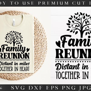 Réunion de famille SVG | Distant In Miles Together In Heart SVG Cut fichier pour Cricut Silhouette | Drôle de famille SVG Fichier Rassemblement de famille svg