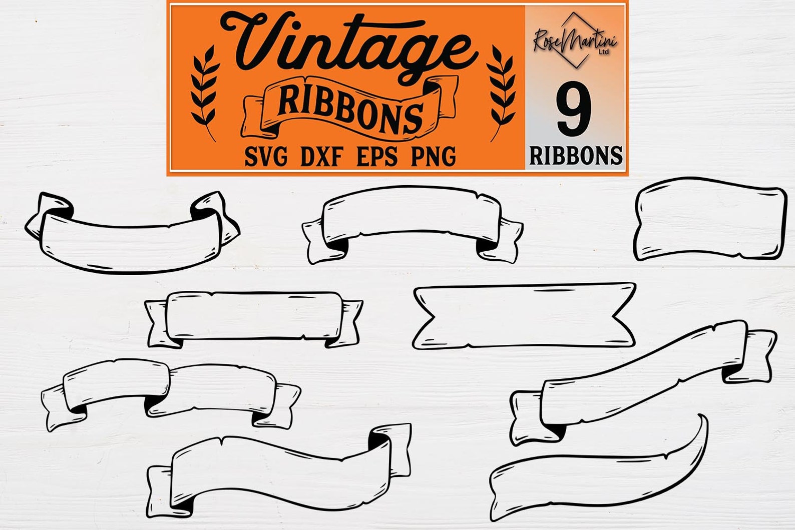 Vintage Ribbons Bundle SVG Hand Drawn Banners Bundle Ribbons | Etsy