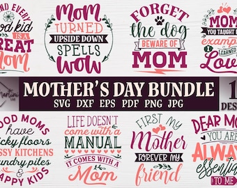 Mother&#39;s Day Bundle SVG 12 diseña un archivo para máquinas de corte - Cricut Silhouette Mothers day SVG Gift for Mom svg cut file Mommy