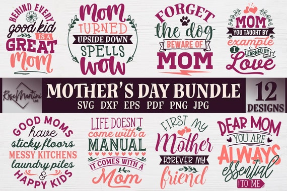 Mother's Day Bundle SVG 12 designs file for cutting machines - Cricut Silhouette Mothers day SVG Gift for Mom svg cut file Mommy
