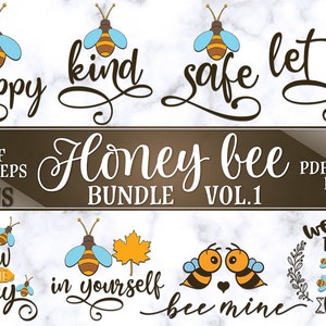 Honey Bee Bundle Of 8 Designs SVG bestanden voor snijmachines Cricut Silhouette, Sublimation Designs Bee Pun SVG bestand Queen Bee SVG Funny Bee