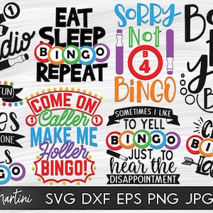 Bundle of 8 BINGO designs SVG file for cutting machines - Cricut Silhouette Bingo SVG Bingo lover svg