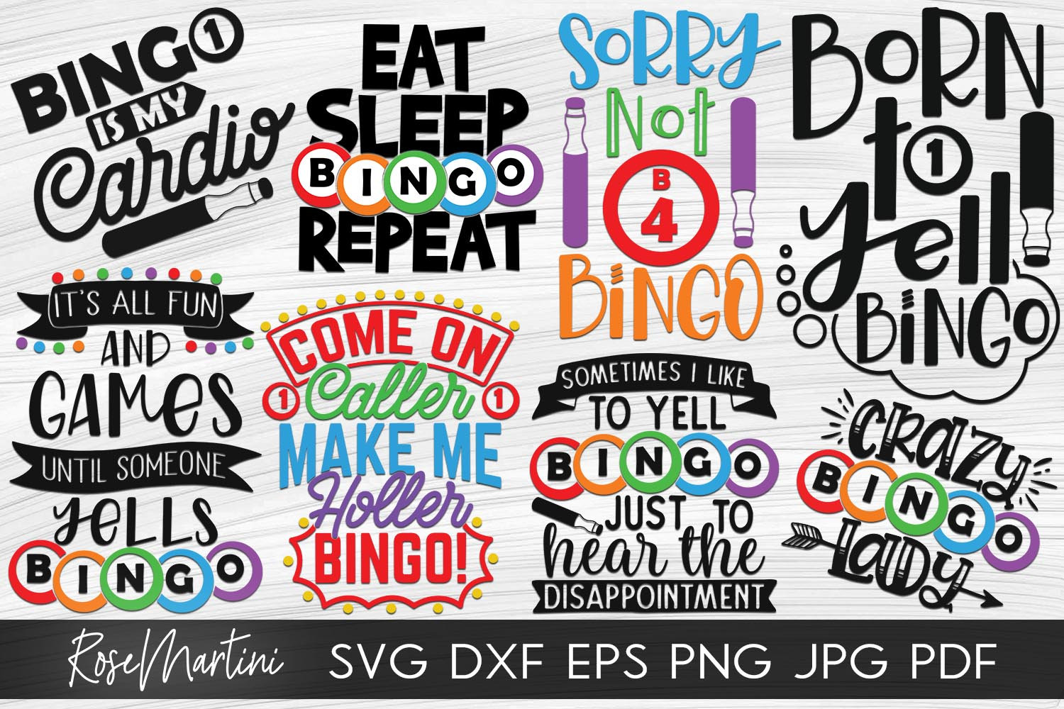 Bundle of 8 BINGO designs SVG file for cutting machines - Cricut Silhouette Bingo SVG Bingo lover svg