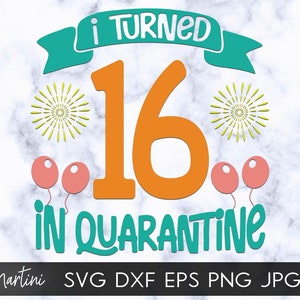 I Turned 16 in Quarantine SVG file cutting machines Cricut Silhouette Quarantine svg Quarantine Birthday svg 2020 Sixteenth Birthday svg
