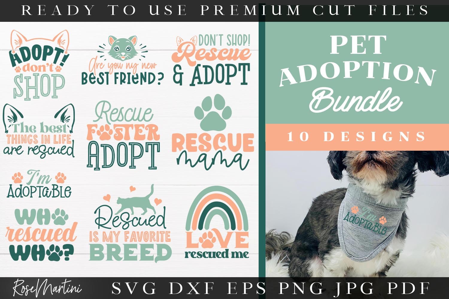 Pet Adoption SVG Bundle 10 Pet Rescue Quotes Bundle Pet Etsy