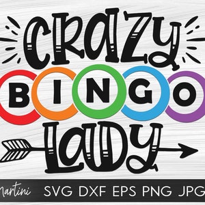 Crazy Bingo Lady SVG Datei für Schneidemaschinen - Cricut Silhouette Bingo SVG Bingo Liebhaber svg